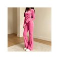 thumbnail image 7 of Zynoxe Womens Sweatsuits 2 Piece Set with Pockets Long Sleeve Zip Hoodie Top & Full Length Flare Pants Suit Comfy Velour Womens 2 Piece Outfits Versatile Solid Color Sweat Suits for Womens Pink XL, 7 of 7