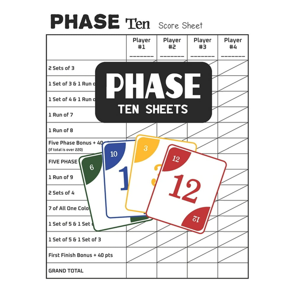 Phase 10 Score Sheets for Card Games (Paperback)