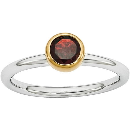 Stackable Expressions Garnet Sterling Silver with Gold-Plate Ring