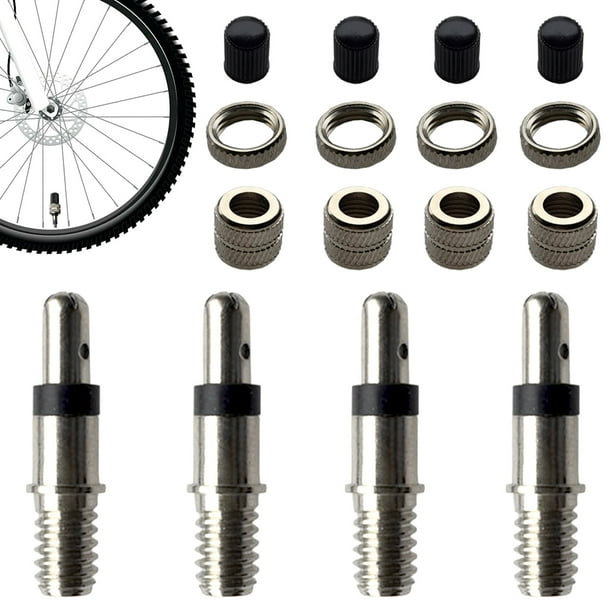 Juego de válvulas de bicicleta de repuesto, 4 piezas, juego de válvulas de bicicleta Lightning con tapas de válvula de sellado, accesorios, repuestos, válvula de bicicleta alemana para bicicleta de