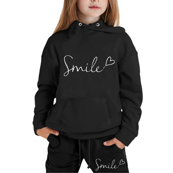 Byoo Solid Toddler Girls Outfits Long Sleeved Hooded Hoodie Shirt Joggers Set Children Basic Sport Sweatsuit Set