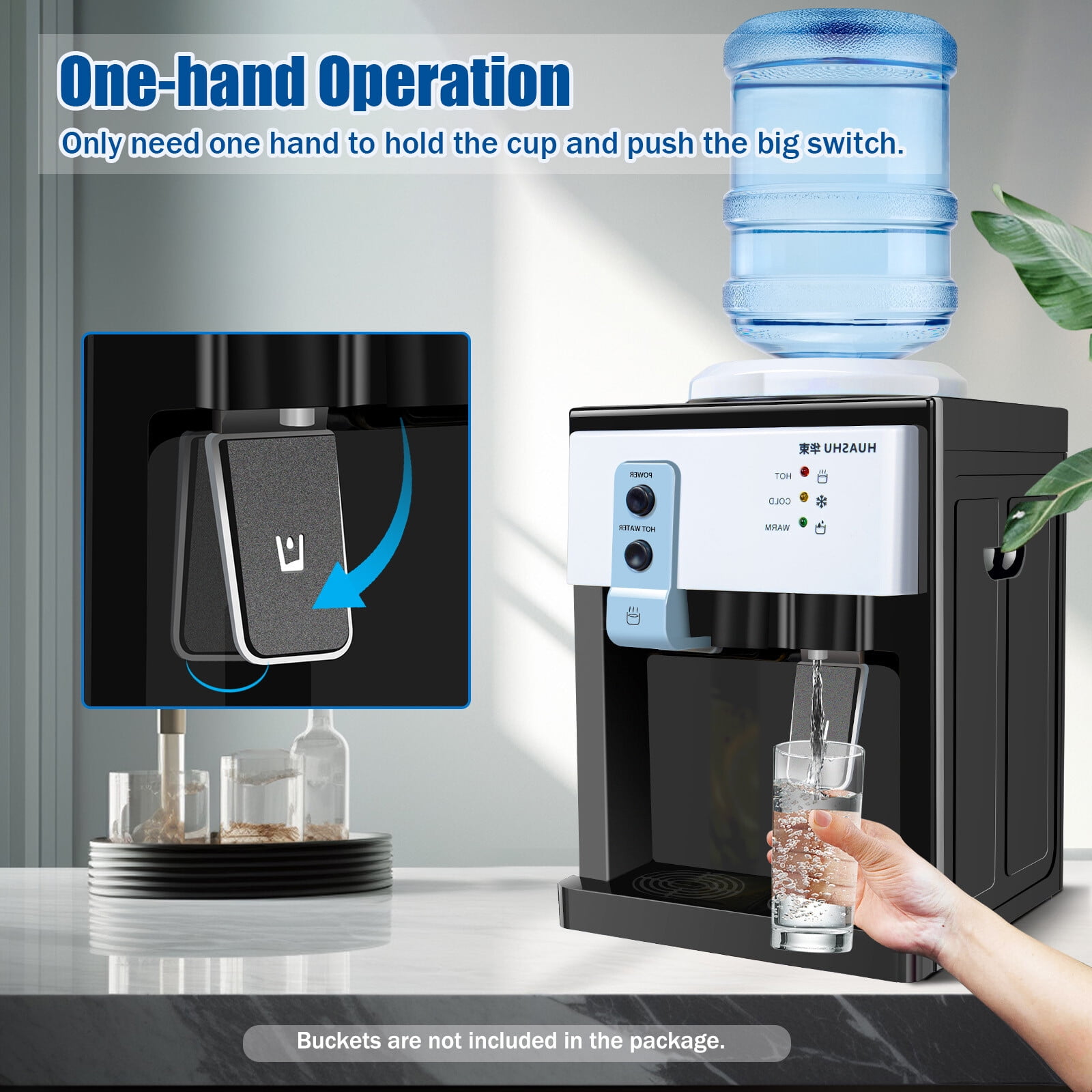 Water Dispenser, Hot and Cold Water Dispenser Countertop, Small Mini Water Dispenser with Stainless Steel Tank, Energy Saving 1kW/Day, 4.85lbs Lightweight for 1-4.9Gal Bottle