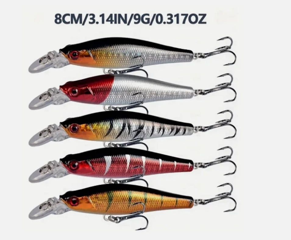 56PCS Mixed Fishing Lures Set Bionic Minnow Hard Artificial Bait Crankbait Kit for Bass Trout Freshwater Fishing