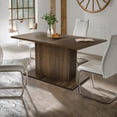 thumbnail image 2 of FurnitureR 63''Rectangular Dining Table Simplicity Kitchen Table with Wooden Pedestal Base Contemporary Living Room Dining Room Table Furniture, Seats Up to 6, Brown, 2 of 8