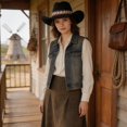 thumbnail image 5 of Hsqqdc Western Cowboy Hat with Star Band Vintage Fedora for Derby Parties, 5 of 7