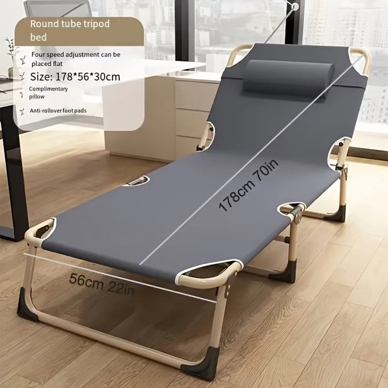 Portable Folding Bed with Head Support - Manual Recliner for