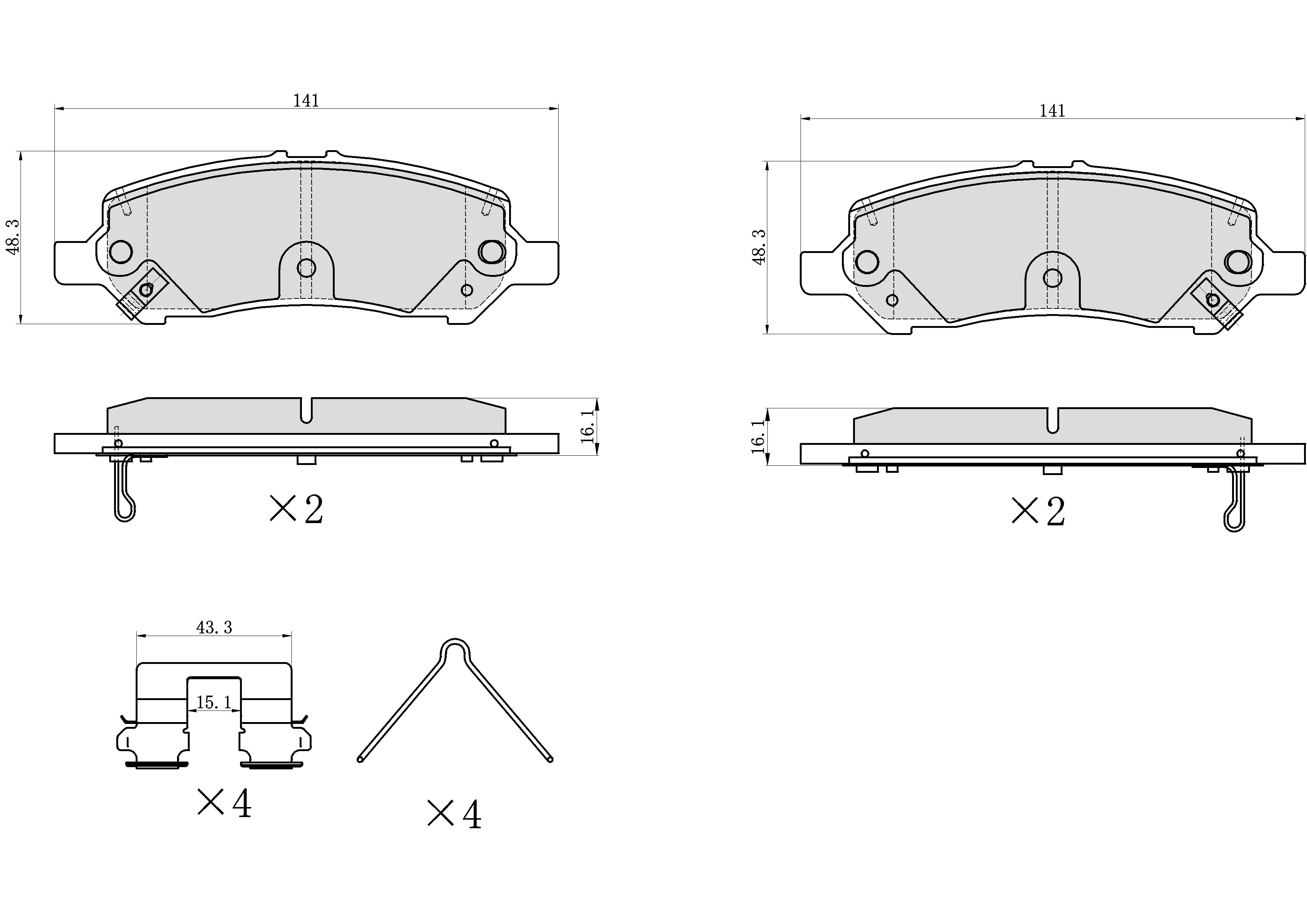 Winstop Brake Pad Set, Rear WS.1647.0.C, Dodge Dart 2016-2013