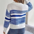 thumbnail image 5 of WEAIXIMIUNG Female Cropped Cardigan Sweaters for Women Women'sWinter Casual Collar Contrast Stripe Long Sleeve Knitted Pullover Sweater S Workout Sweaters for Women, 5 of 8