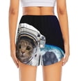 thumbnail image 3 of Picia Cat Astronaut Pattern Women's 2 in 1 Athletic Running Shorts High Waisted Workout Casual Gym Sweat Shorts with Comfy Liner Zipper Pockets-Medium, 3 of 9
