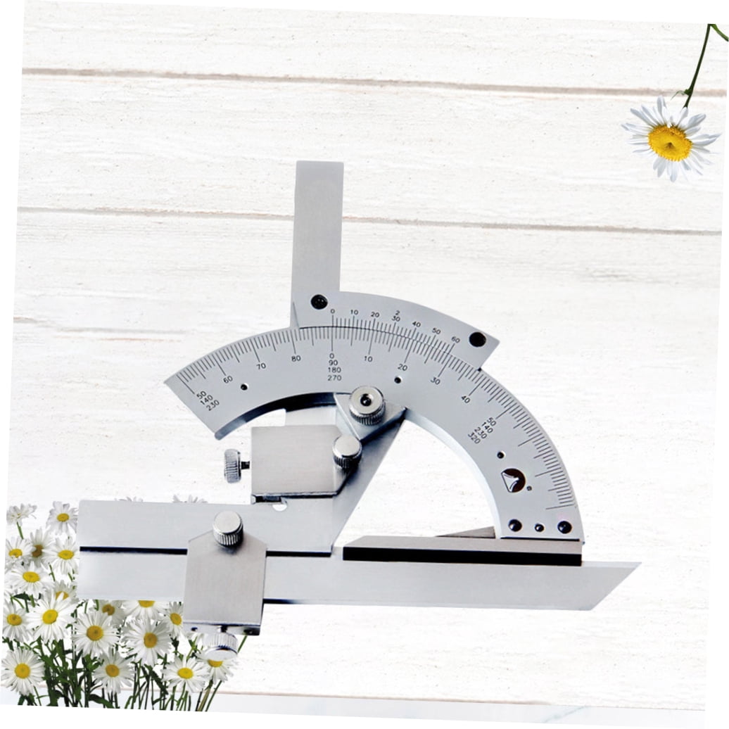 OUNONA Plated Universal Protractor with Fine Adjustment, Extension for Precise Angle Measurement Tool