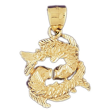 14K Yellow Gold Zodiac - Pisces Pendant - 45 mm