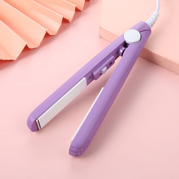 JUSEO 2025 New Mini Hair Curler, Ceramic Mini Hair Curler 2 in 1 Mini Ceramic Curler and Hair Straightener, Mini Curling Iron 1/2 Inch Barrel Short Hair,Small Curling Iron(Purple)