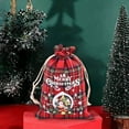 thumbnail image 6 of 1 PC Cotton Medium Christmas Drawstring Candy Treat Bag Buffalo Plaid Christmas Fabric Goody Gift Pouch Reusable Gift Wrapping Bag Holiday Party Favors, 6 of 6