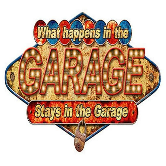 SignMission P-1014 Stays in the Garage What Happens in the Garage Stays in the Garage Novelty Sign