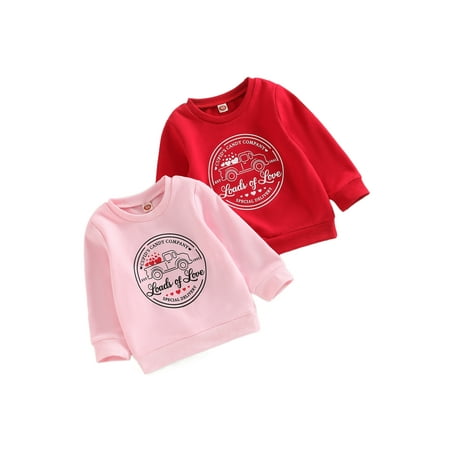 

Ma&Baby Valentine s Day Kids Girls T Shirts Heart Letter Print Long Sleeve Pullover Tops Sweatshirt