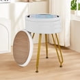thumbnail image 3 of VECELO Velvet Storage Ottoman, Modern Upholstered Footstool, Tray Top, Vanity Makeup Chair, White, 3 of 9