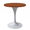 Cognac Brown, variant on LeisureMod Verve 27" Round Dining Table, Mid-Century Modern MDF Top Dining Table with White Stainless Steel Pedestal Table Base for Kitchen and Dining Room, Dark Maple