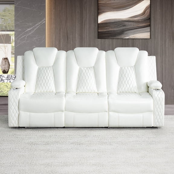 Chicago Deluxe Theater Style Motion Sofa & Chair Set with Adjustable Headrests, Power Recline, LED Lighting, Wireless Charging, USB Ports, Bluetooth Speaker & Storage – The Perfect Home Theater Duo