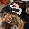 thumbnail image 5 of Manfei Jungle Couple Lion Full Size Bedding Sets, Valentine's Day Animal Print Full Size Bed in a Bag, Black Brown, Black Reversible, 7-Piece, 5 of 6