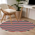 thumbnail image 4 of Round Rugs 4Ft, Red Black White Round Area Rug Washable Indoor Throw Carpet, Abstract Geometric Ocean Wave Stripe Soft Non Slip Circle Rug for Kitchen Nursery Room Home Decor Aesthetic, 4 of 8
