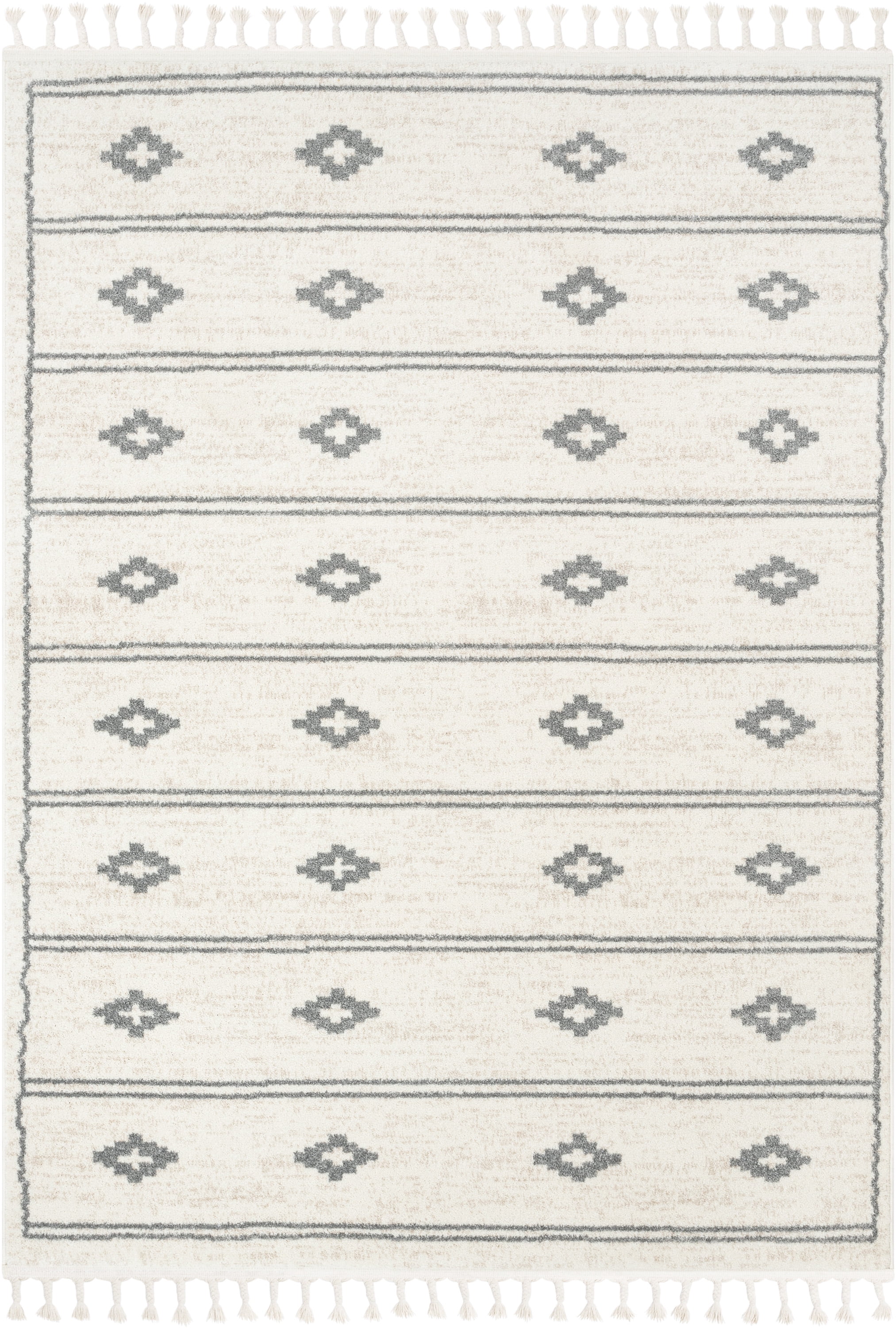 Well Woven Serenity Parallel Tribal Diamond Pattern Ivory Gray 5'3" x 7'3" Area Rug