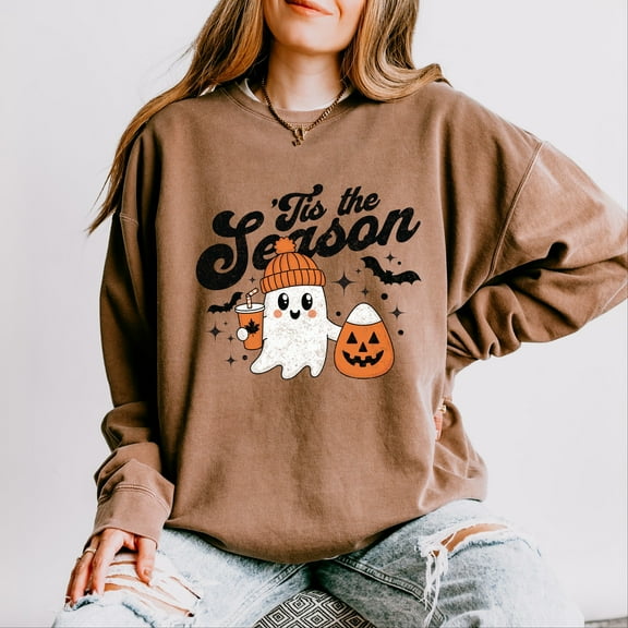 Tis The Season Ghost Retro - Women's Lightweight Garment Dyed Sweatshirt