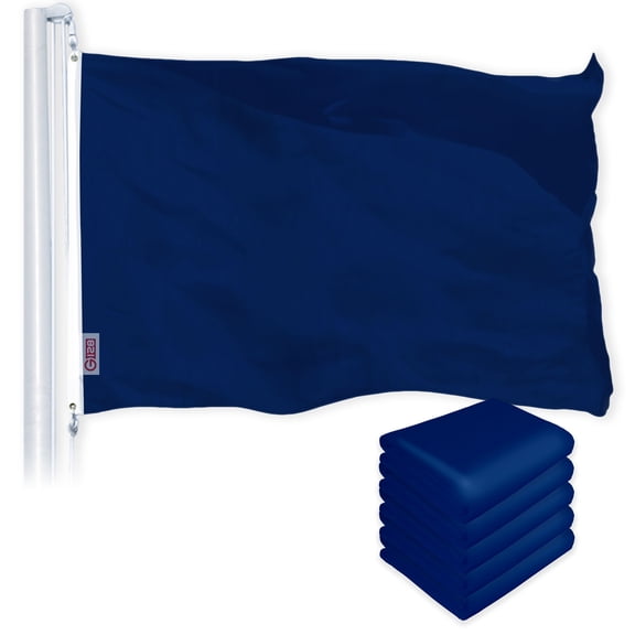Solid Blue Color Flag 3x5FT 5-Pack Printed 150D Polyester By G128