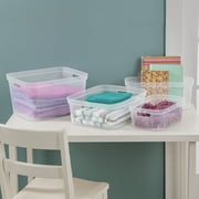 Sterilite Narrow Storage Bin, Clear Plastic, Easy Access Container with Carry Handles, 8 Count