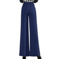 thumbnail image 7 of VERUGU Dress Pants Women Wide Leg Pants High Waisted Business Work Trousers Long Straight Suit Pants Casual Loose Solid Comfortable Office Dress Pants Slack Summer Outfits Blue XL, 7 of 7