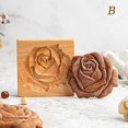 thumbnail image 4 of Cortador de galletas de madera, molde en relieve, herramienta de decoración artesanal, rosa, 4 of 5