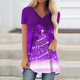 thumbnail image 1 of Fiudx Ofertas Flash Artículos En Oferta Top de Manga Corta con Cuello En V Raglán con Parte Delantera Corta y Espalda Larga con Estampado Navideño Informal a La Moda para Mujer, 1 of 5