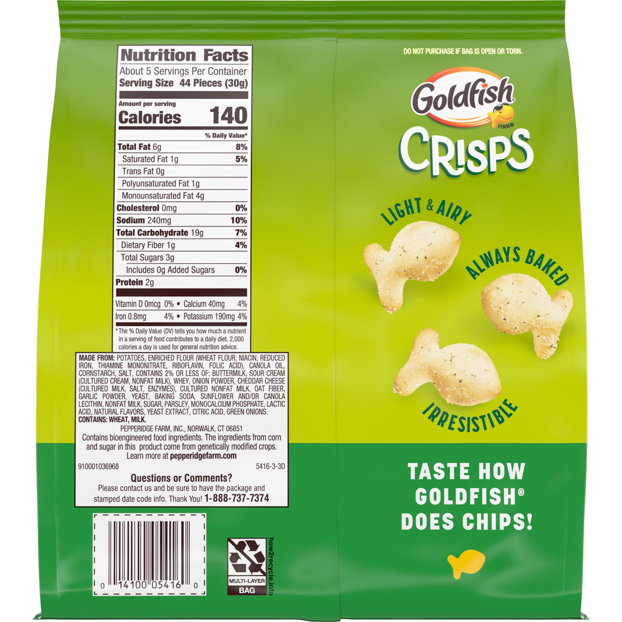 Goldfish Big Bite Sour Cream & Onion Baked Crisps, 6.25 oz