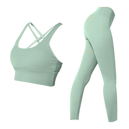 

HOMEMAXS 1 Set Yoga Bra and Leggings Women Yoga Outfits Workout Fitness Vest Pants