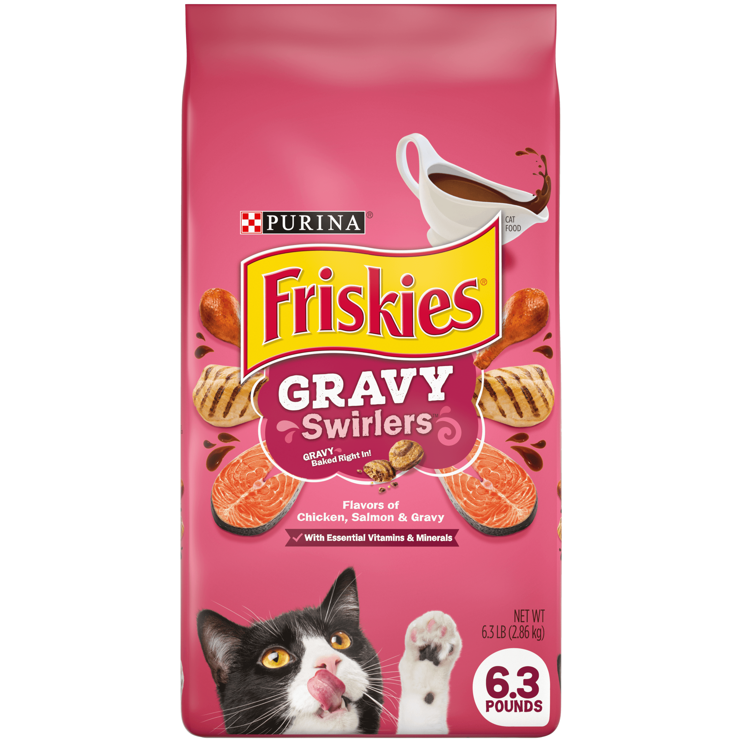 Friskies Dry Cat Food, Gravy Swirlers, 6.3 lb. Bag