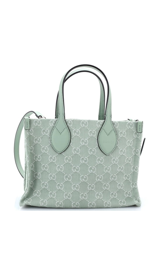 Pre-Owned Ophidia Shopper Tote GG Denim Medium By Rebag