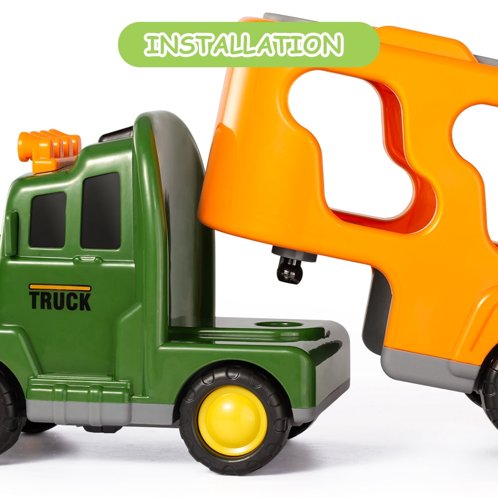 Lucky Doug Dinosaur Car Toys for Toddlers Ages 3-6 Years Old Boys, Dinosaur Transport Truck Toys with Light Sound, 3 4 5 6 Years Old Kids Boys Gifts