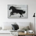 thumbnail image 2 of PixonSign Canvas Print Wall Art Wood Panel Style Black Horse Silhouette Animals Wildlife Illustrations Modern Art Contemporary Portrait Relax/Calm Multicolor Warm for Living Room, Bedroom - 24"x36", 2 of 5