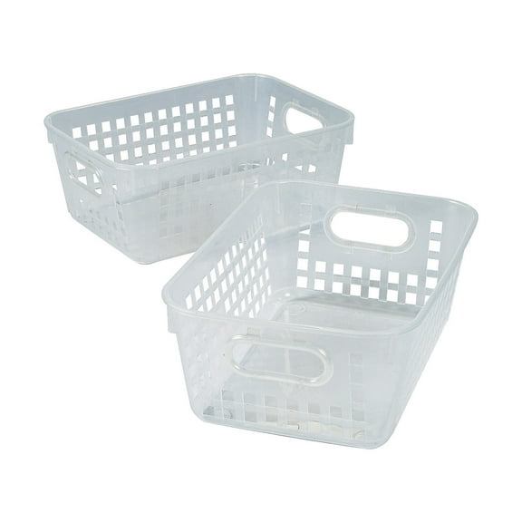 Clear Classroom Storage Tall Baskets with Handles - 6 Pieces