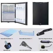 SMAD Mini Refrigerator 1.0 Cu ft, AC 110/DC 12V, Reversible Door, Silent Operation, Black