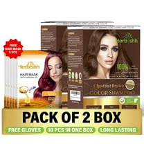 Herbishh Hair Color Shampoo for Grey Hair – Hair Dye Shampoo with Bio-Active Ingredients – Long Lasting Color – Travel-Friendly Pack (20 x 30ml Sachets) 5 Pack Hair Mask Sachets (Chestnut Brown)