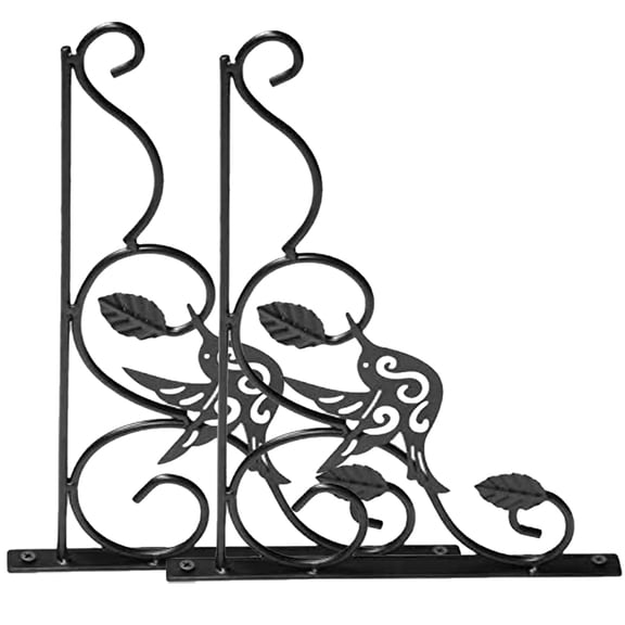 Baluue Set of 2 Rustic Black Metal Plant Stands Decorative Planter Holders for Indoor and Outdoor Garden Use
