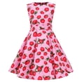 thumbnail image 4 of Lullu Girls Strawberry Print Tank Dress Casual Sleeveless Crewneck Sundress, Sizes 3-12, 4 of 4