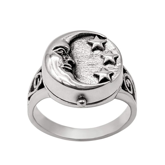 81stgeneration Bague Médaillon Étoile Lune Wiccan en Argent Sterling 925 pour Hommes et Femmes
