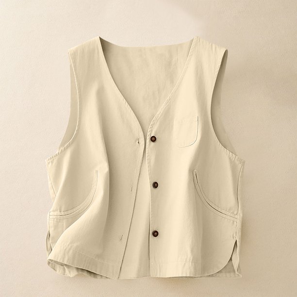 mfyjkho Camisetas Sin Mangas De Talla Grande, Top Holgado Informal Con Botones Y Bolsillos De Color Liso Para Mujer Tops Elegantes Para Mujer Xl