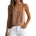 thumbnail image 3 of Rvasteizo Tank Tops for Women Casual V Neck Button Front Sleeveless Summer Loose Thin Strap Light Ladies Daily Loose Relaxed Camisole Blouse, 3 of 5