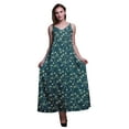 thumbnail image 1 of Bimba Rayon Leaves Ladies Printed Backless Spaghetti Strap Long Maxi Evening Party Dress-Large, 1 of 5