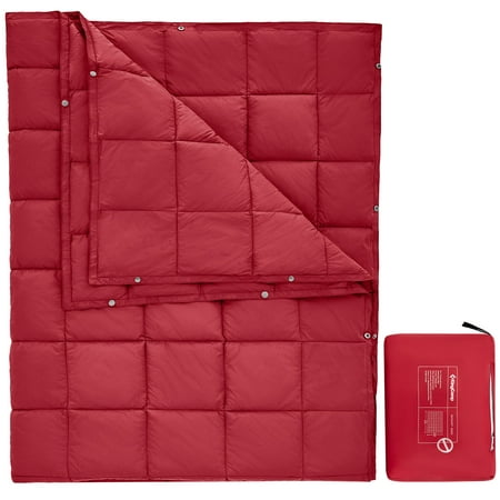 KingCamp Down Camping Blanket Lightweight Warm Wearable Travel Blanket for Outdoor,Airplane, Hiking, Backpacking 69" x 53" Crimson