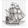 thumbnail image 3 of Ambesonne Pirate Ship Shower Curtain, Retro Ship on Water, 69"Wx75"L, Charcoal Grey White, 3 of 3