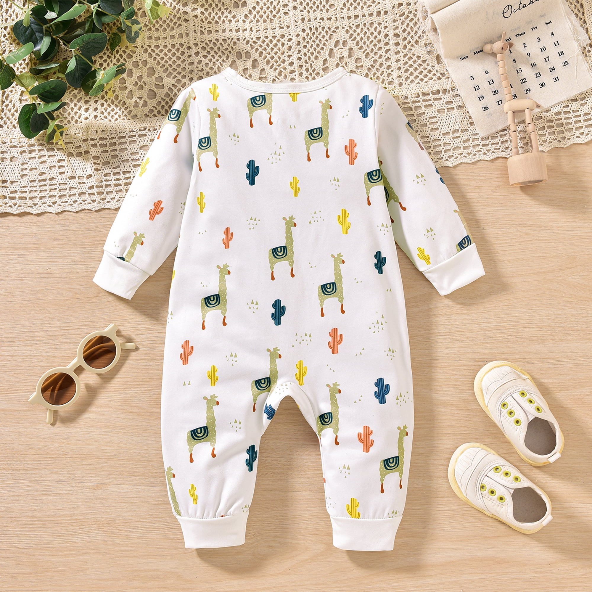 GEYEHUG Baby Boy/Girl Clothes Rompers Long Sleeve Printed One Piece Pajamas Cute Animal Pattern Unisex