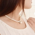 thumbnail image 2 of AYYUFE Womens Simulated Pearls Bib Necklace Cluster White Beads Twisted Statement Choker Necklace Fashion Jewelry Accessory, 2 of 7